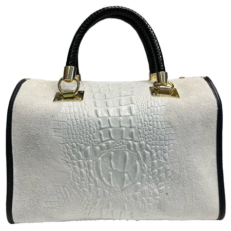 Modarno Borsa donna - borsa a mano in pelle camoscio stampa cocco