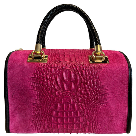 Modarno Borsa donna - borsa a mano in pelle camoscio stampa cocco
