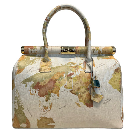 Modarno Handbag Borsa Donna a Mano Pelle con Tracolla Bauletto 35x28x16 cm (Fantasia Fiore)