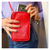 Modarno Piccola Borsa a Tracolla per Cellulare uomo e donna in Vera Pelle 11cm x 2cm x 18cm