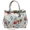 Modarno Handbag Borsa Donna a Mano Pelle con Tracolla Bauletto 35x28x16 cm (Fantasia Fiore)