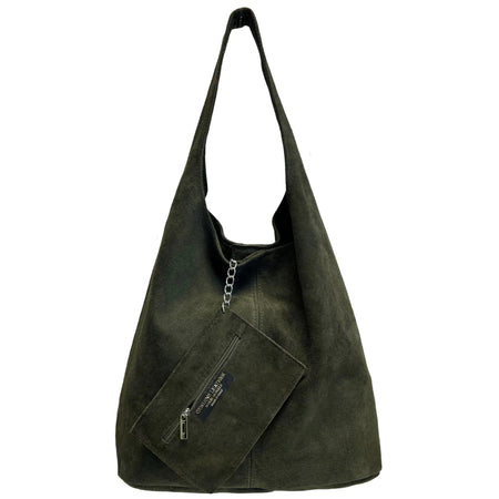 Modarno Borsa a tracolla da donna in pelle scamosciata pochette, borsa a tracolla, shopper, da donna, in vera pelle
