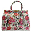 Modarno Handbag Borsa Donna a Mano Pelle con Tracolla Bauletto 35x28x16 cm (Fantasia Fiore)