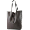 Modarno Shopper Bag a spalla in pelle con doppio manico, Shopper Large con tasca interna in pelle