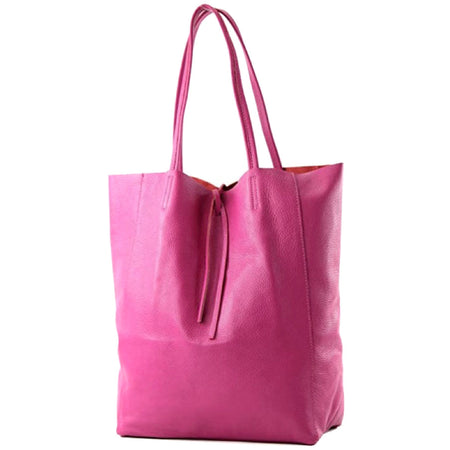 Modarno Shopper Bag a spalla in pelle con doppio manico, Shopper Large con tasca interna in pelle