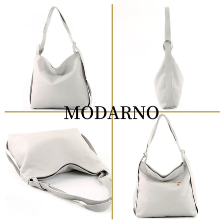 Modarno Shopper Zaino in Vera Pelle da donna 2in1