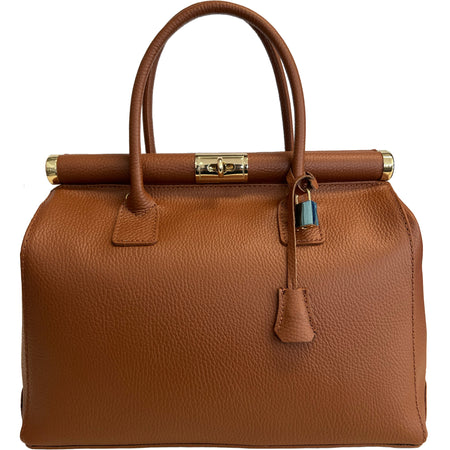 Modarno Handbag Borsa Donna a Mano Pelle con Tracolla Bauletto 35x28x16 cm