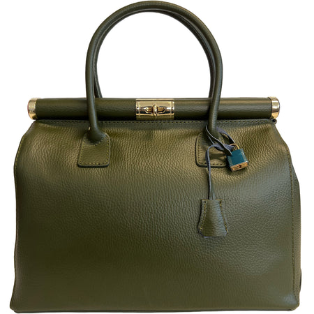 Modarno Handbag Borsa Donna a Mano Pelle con Tracolla Bauletto 35x28x16 cm
