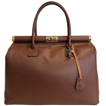Modarno Handbag Borsa Donna a Mano Pelle con Tracolla Bauletto 35x28x16 cm