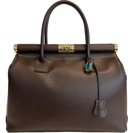 Modarno Handbag Borsa Donna a Mano Pelle con Tracolla Bauletto 35x28x16 cm