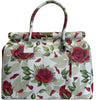 Modarno Handbag Borsa Donna a Mano Pelle con Tracolla Bauletto 35x28x16 cm (Fantasia Fiore)