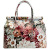 Modarno Handbag Borsa Donna a Mano Pelle con Tracolla Bauletto 35x28x16 cm (Fantasia Fiore)