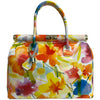 Modarno Handbag Borsa Donna a Mano Pelle con Tracolla Bauletto 35x28x16 cm (Fantasia Fiore)