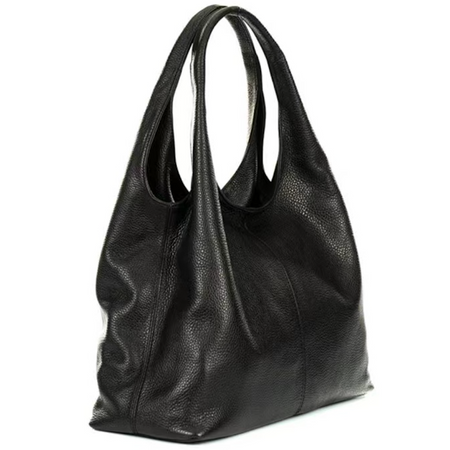 Modarno Sacca da Donna in Pelle | Nero | Borsa a Spalla | Vera Pelle | Made in Italy | Modello Samona
