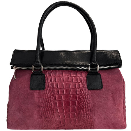 Modarno Borsa donna vera pelle scamosciato con manico dotato di tracolla rimovibile 38x14x25 cm