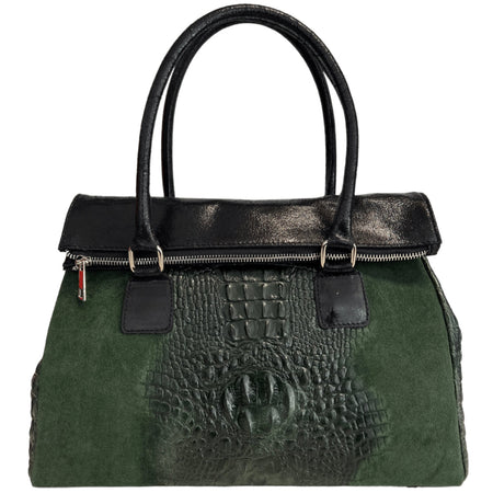 Modarno Borsa donna vera pelle scamosciato con manico dotato di tracolla rimovibile 38x14x25 cm