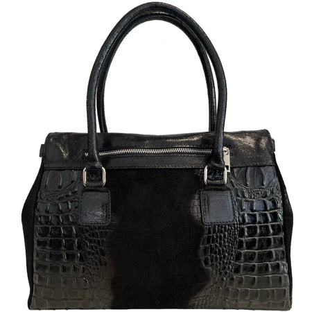 Modarno Borsa donna vera pelle scamosciato con manico dotato di tracolla rimovibile 38x14x25 cm