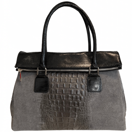 Modarno Borsa donna vera pelle scamosciato con manico dotato di tracolla rimovibile 38x14x25 cm