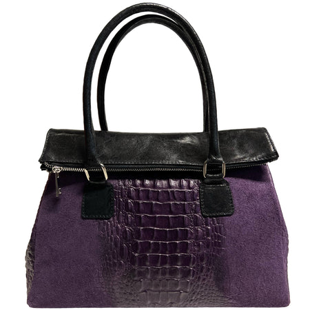 Modarno Borsa donna vera pelle scamosciato con manico dotato di tracolla rimovibile 38x14x25 cm