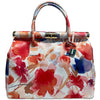 Modarno Handbag Borsa Donna a Mano Pelle con Tracolla Bauletto 35x28x16 cm (Fantasia Fiore)