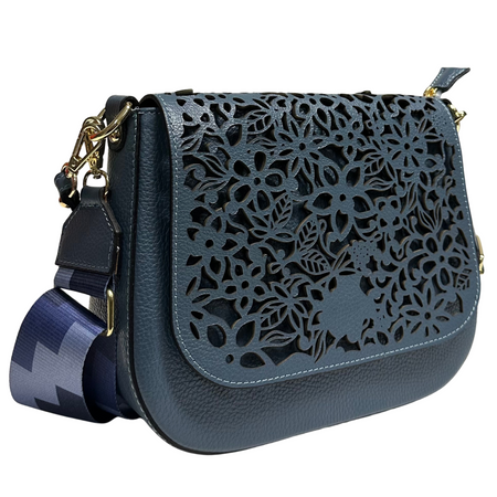 Modarno Borsa a tracolla con stampa floreale realizzata in vera pelle / Borsa donna / Regali per lei