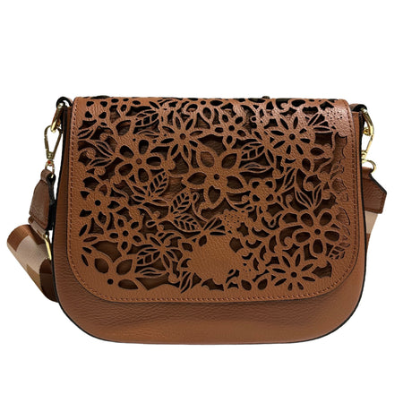 Modarno Borsa a tracolla con stampa floreale realizzata in vera pelle / Borsa donna / Regali per lei