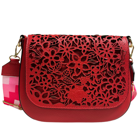 Modarno Borsa a tracolla con stampa floreale realizzata in vera pelle / Borsa donna / Regali per lei