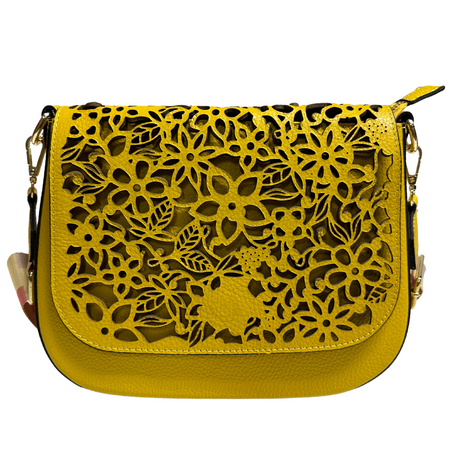 Modarno Borsa a tracolla con stampa floreale realizzata in vera pelle / Borsa donna / Regali per lei