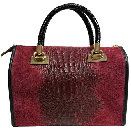 Modarno Borsa donna - borsa a mano in pelle camoscio stampa cocco