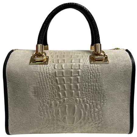 Modarno Borsa donna - borsa a mano in pelle camoscio stampa cocco