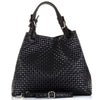Modarno Borsa a Mano Stampa Intrecciata da Donna con Tracolla in vera pelle made in Italy - 33x17x29 Cm