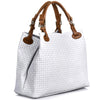 Modarno Borsa a Mano Stampa Intrecciata da Donna con Tracolla in vera pelle made in Italy - 33x17x29 Cm