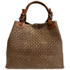 Modarno Borsa a Mano Stampa Intrecciata da Donna con Tracolla in vera pelle made in Italy - 33x17x29 Cm