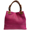 Modarno Borsa a Mano Stampa Intrecciata da Donna con Tracolla in vera pelle made in Italy - 33x17x29 Cm