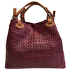 Modarno Borsa a Mano Stampa Intrecciata da Donna con Tracolla in vera pelle made in Italy - 33x17x29 Cm