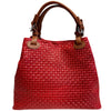 Modarno Borsa a Mano Stampa Intrecciata da Donna con Tracolla in vera pelle made in Italy - 33x17x29 Cm