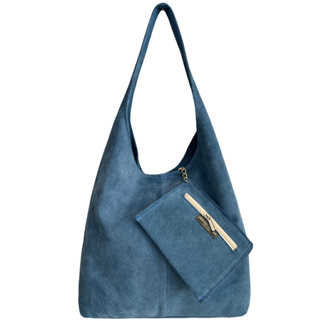 Modarno Borsa a tracolla da donna in pelle scamosciata pochette, borsa a tracolla, shopper, da donna, in vera pelle