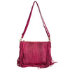Modarno borsa da donna con frange, a tracolla, in pelle scamosciata 29x2x21 cm