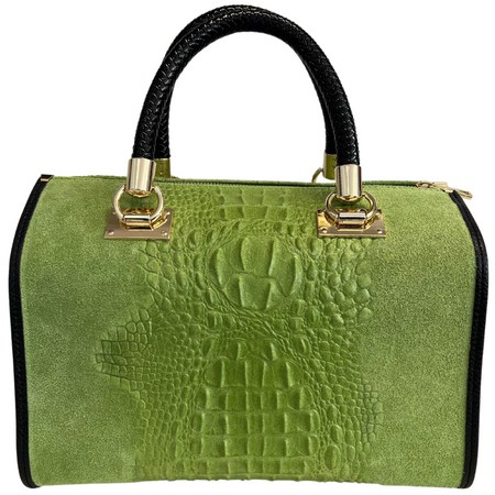 Modarno Borsa donna - borsa a mano in pelle camoscio stampa cocco