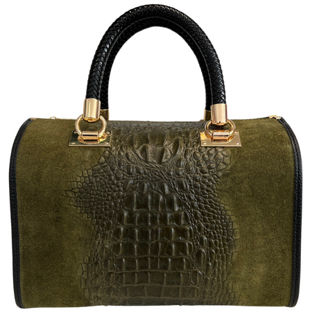 Modarno Borsa donna - borsa a mano in pelle camoscio stampa cocco