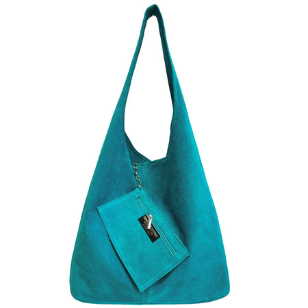 Modarno Borsa a tracolla da donna in pelle scamosciata pochette, borsa a tracolla, shopper, da donna, in vera pelle