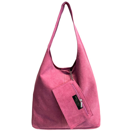 Modarno Borsa a tracolla da donna in pelle scamosciata pochette, borsa a tracolla, shopper, da donna, in vera pelle