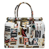 Modarno Handbag Borsa Donna a Mano Pelle con Tracolla Bauletto 35x28x16 cm (Fantasia Fiore)