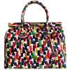 Modarno Handbag Borsa Donna a Mano Pelle con Tracolla Bauletto 35x28x16 cm (Fantasia Fiore)