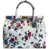 Modarno Handbag Borsa Donna a Mano Pelle con Tracolla Bauletto 35x28x16 cm (Fantasia Fiore)
