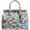 Modarno Handbag Borsa Donna a Mano Pelle con Tracolla Bauletto 35x28x16 cm (Fantasia Fiore)