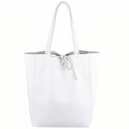 Modarno Shopper Bag a spalla in pelle con doppio manico, Shopper Large con tasca interna in pelle