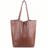 Modarno Shopper Bag a spalla in pelle con doppio manico, Shopper Large con tasca interna in pelle