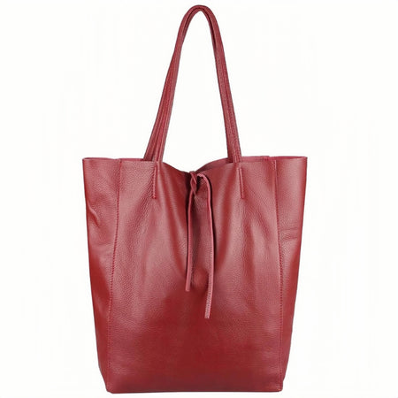 Modarno Shopper Bag a spalla in pelle con doppio manico, Shopper Large con tasca interna in pelle