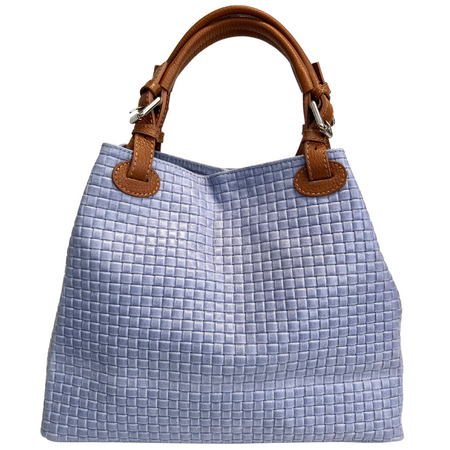 Modarno Borsa a Mano Stampa Intrecciata da Donna con Tracolla in vera pelle made in Italy - 33x17x29 Cm
